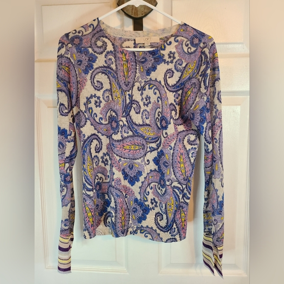 (1429) The Loft Woman's Long Sleeve Blouse, Small Design: Paisley Multi Color - Picture 3 of 14